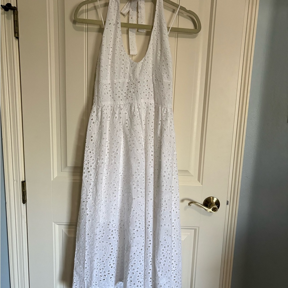 BB Dakota White Backless Eyelet Dress
